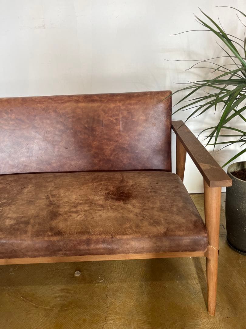 KJ　2人掛けヴィンテージ革ソファ