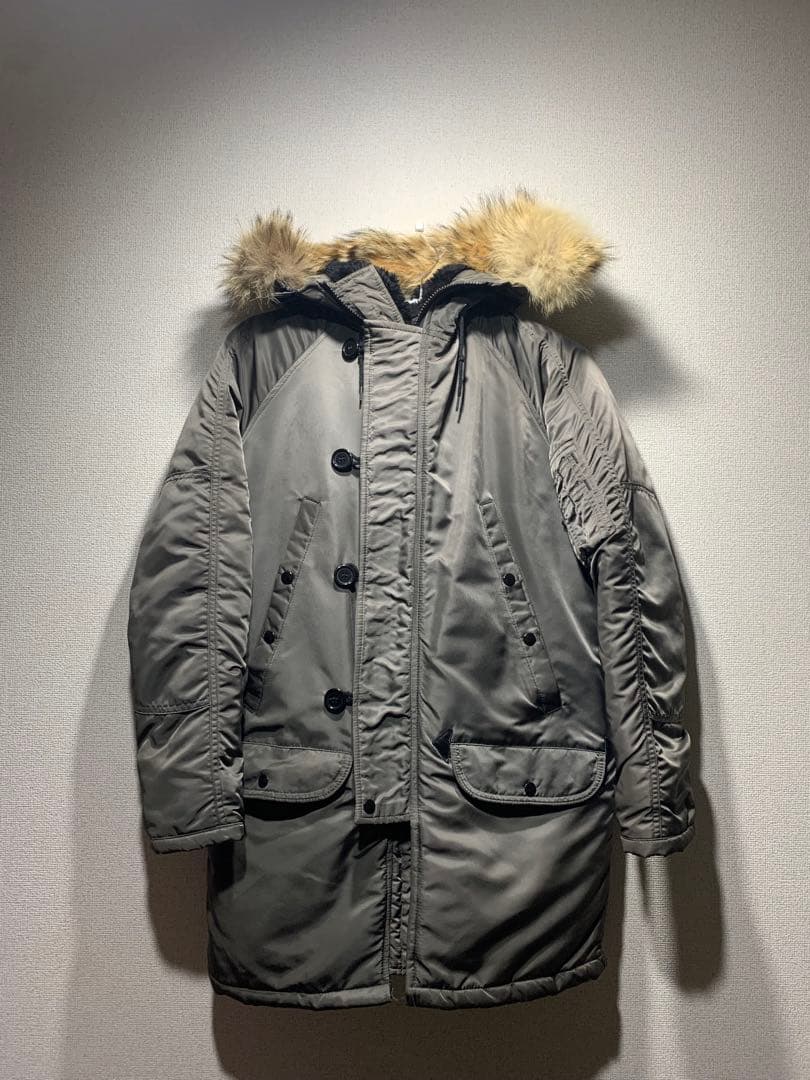 N-3B/F ファー付きグレー ミリタリージャケット　90's