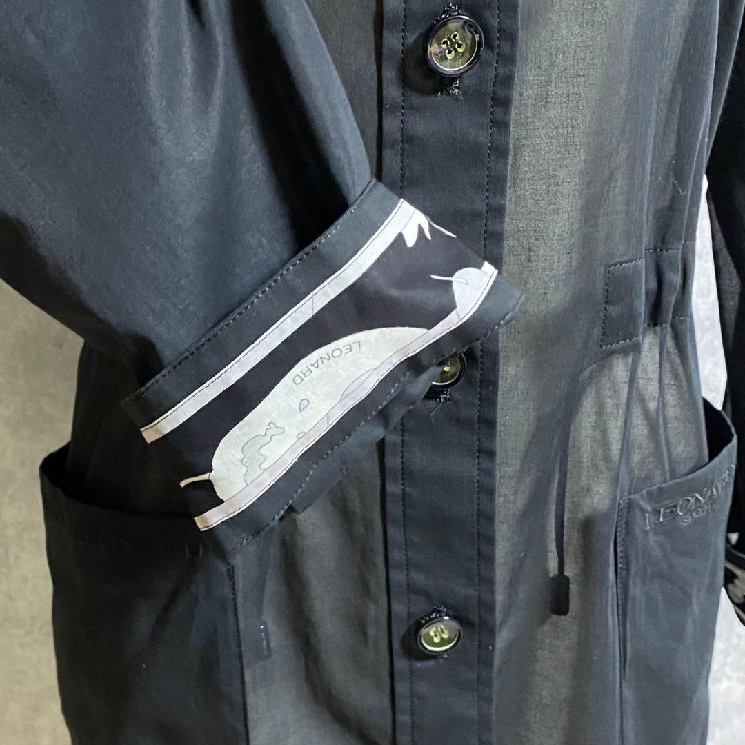 LEONARD SPORT スタンドカラー コート シアー素材 黒 L