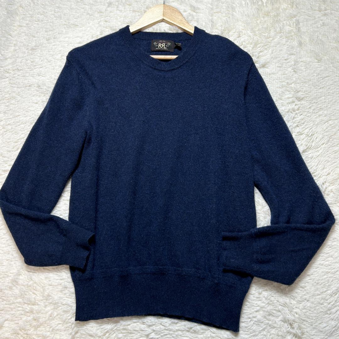 美品✨RRL ニット カシミヤ100 クルーネック ネイビー M ラルフローレン
