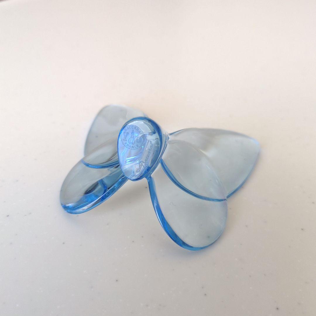 バカラ　ラッキーバタフライ　蝶々　水色　置き物　オブジェ　インテリア　小物