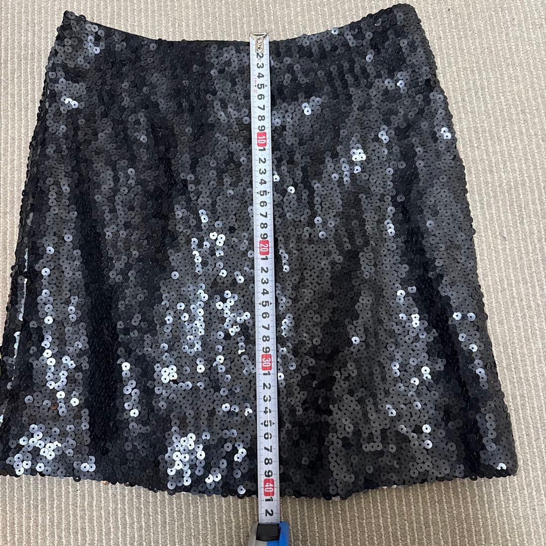 Chanel スパンコール 黒 ミニスカート