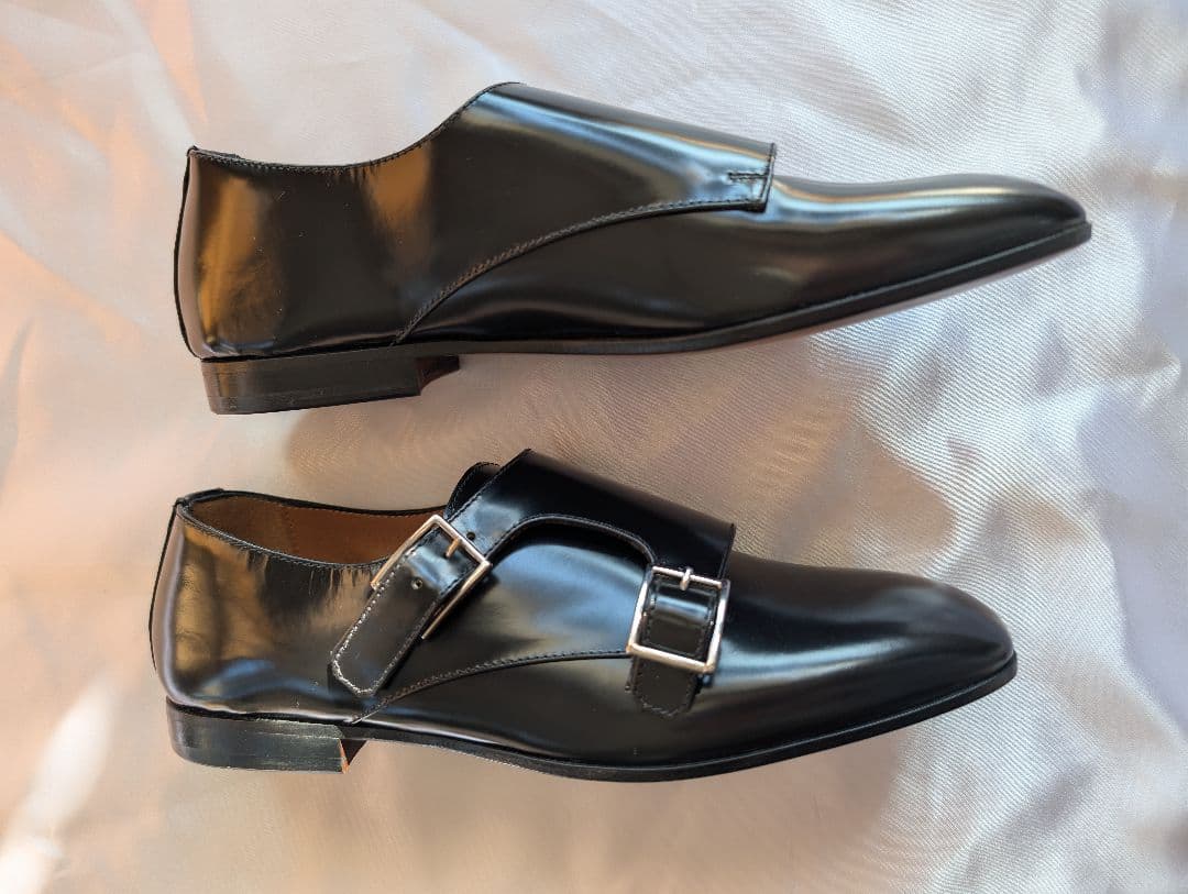新品未使用　ダブルモンク　ストラップ　シューズ　レザー　ブラック