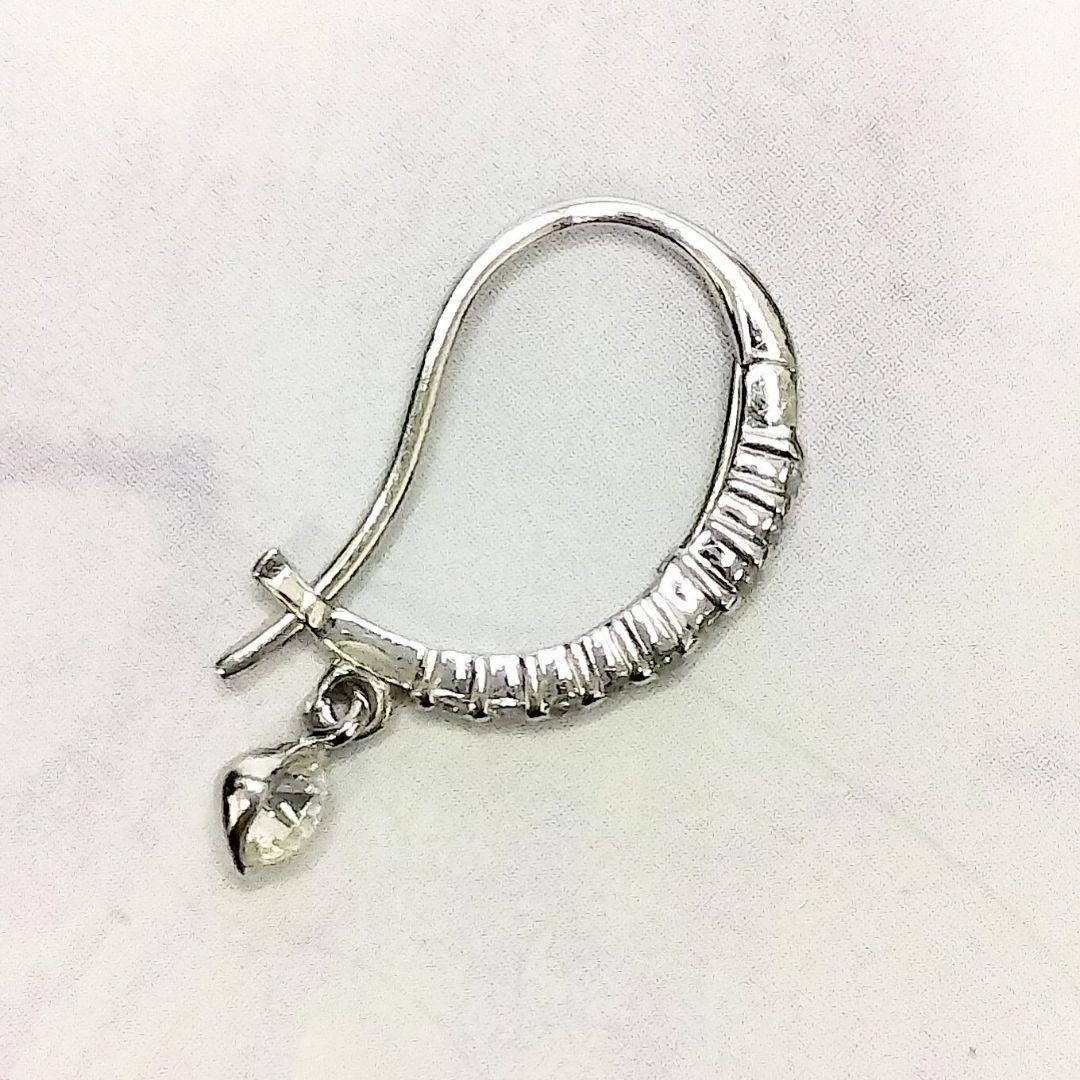 K18WG ダイヤモンドピアス ラインダイヤ シングルピアス フープ中折れ金具