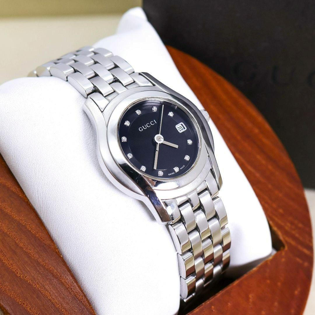 稼働 GUCCI 腕時計 5500L 11Pダイヤ 外箱 ステンレス 1630