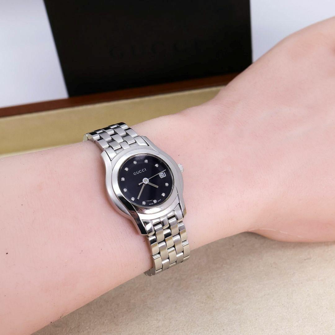 稼働 GUCCI 腕時計 5500L 11Pダイヤ 外箱 ステンレス 1630