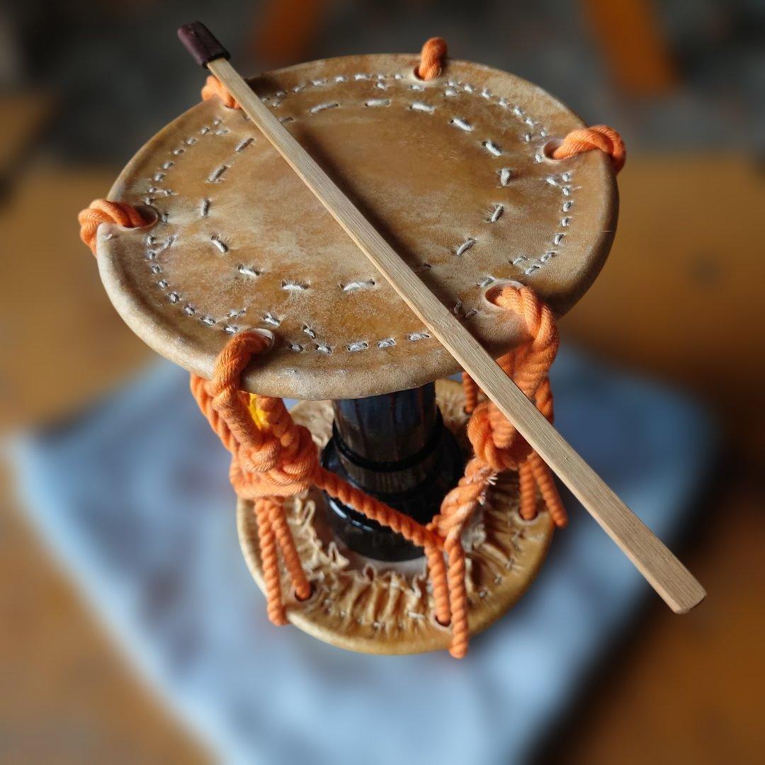 和楽器 鼓 皮革 バチ付き
