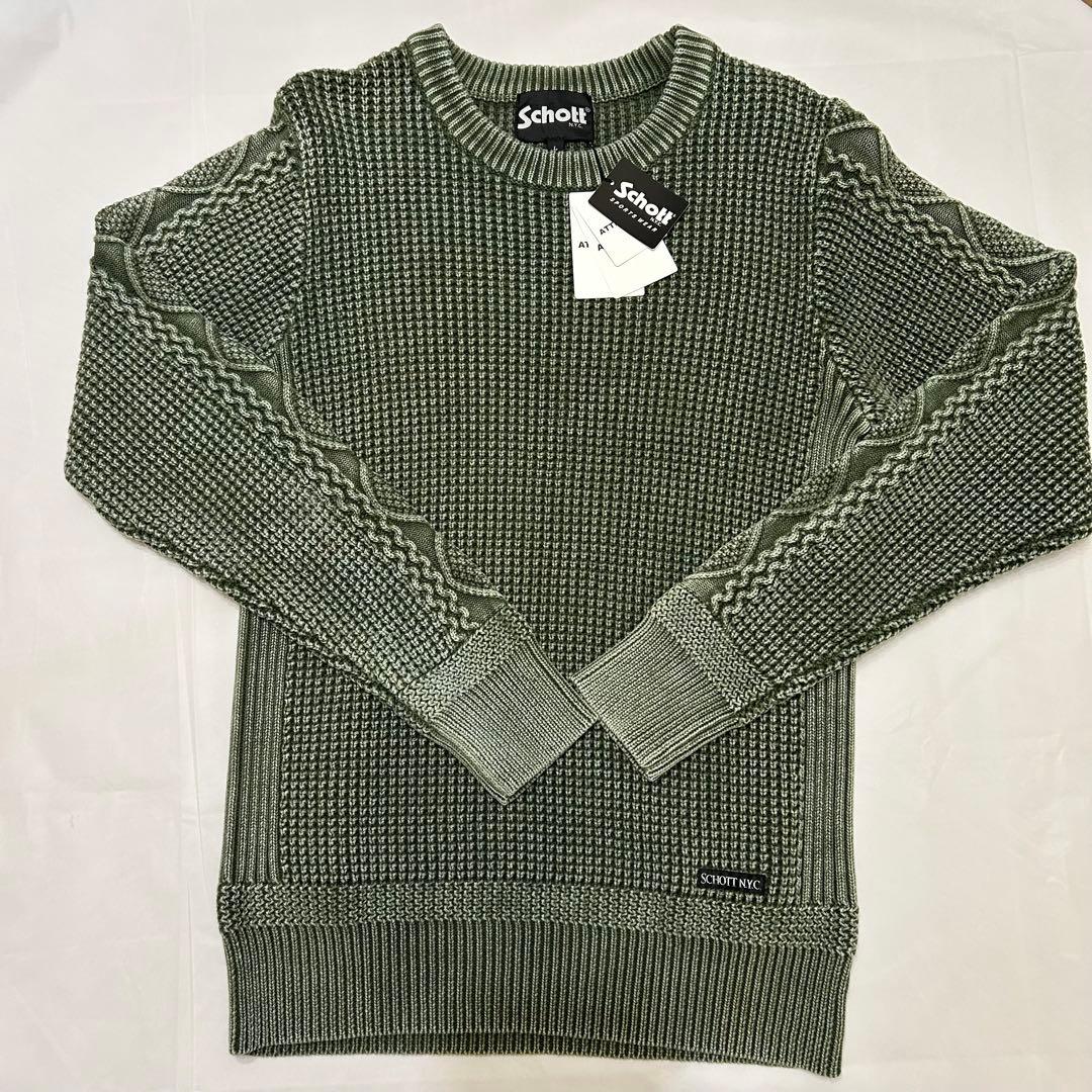 【新品タグ付】Schott ショット ダルカラー クルーネック コットンニット