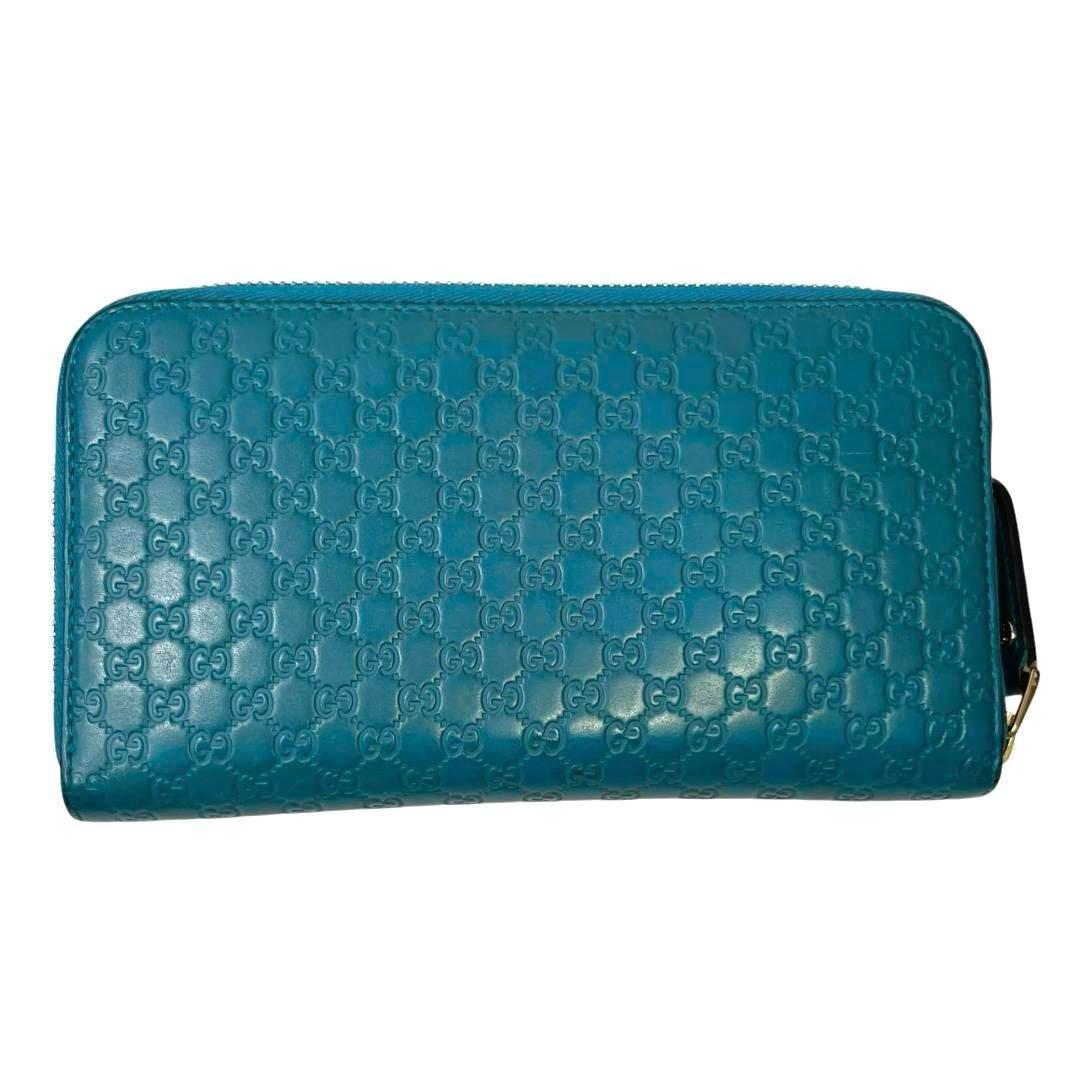 【美品 希少カラー】 GUCCI グッチ 長財布 マイクロシマ ラウンド