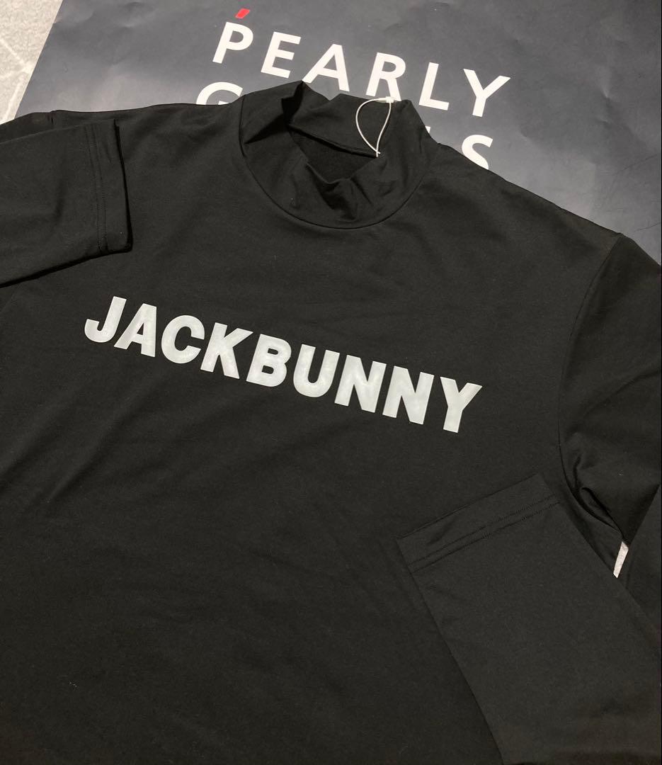 新品 パーリーゲイツ ジャックバニー 起毛ベア天 モックネックシャツ(6)LL黒