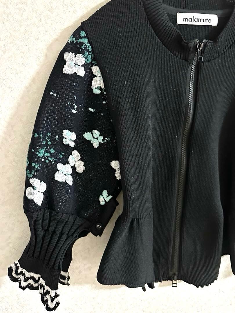 美品♡malamute マラミュート紫陽花モチーフ　ジャケット　黒