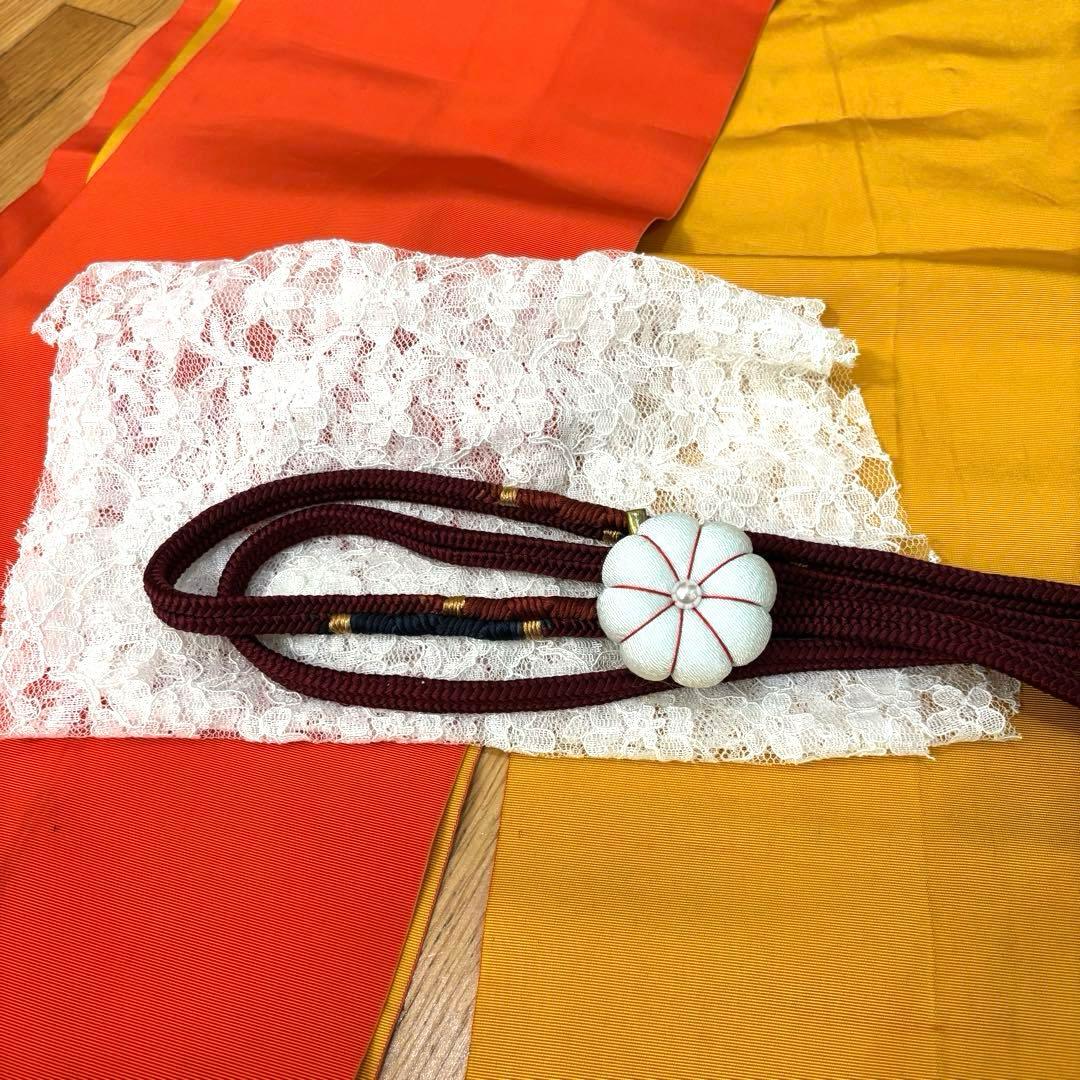 有松鳴海絞り伝統工芸❤️半幅帯レース つまみ細工ハンドメイド帯留め5点セット‼️秀品