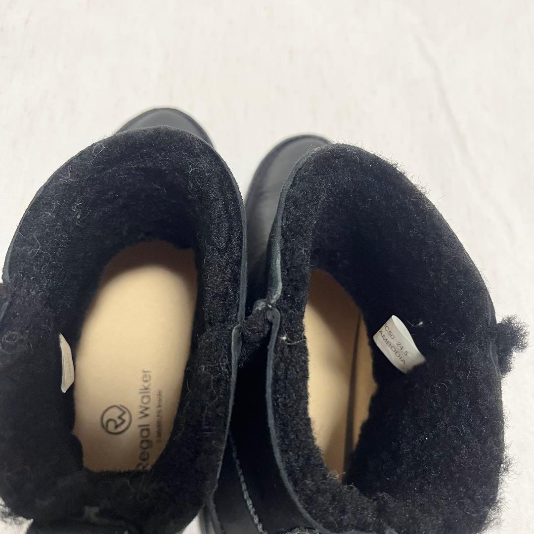 【極美品】REGAL WALKER 本革　スエード　ムートンブーツ　防滑　黒