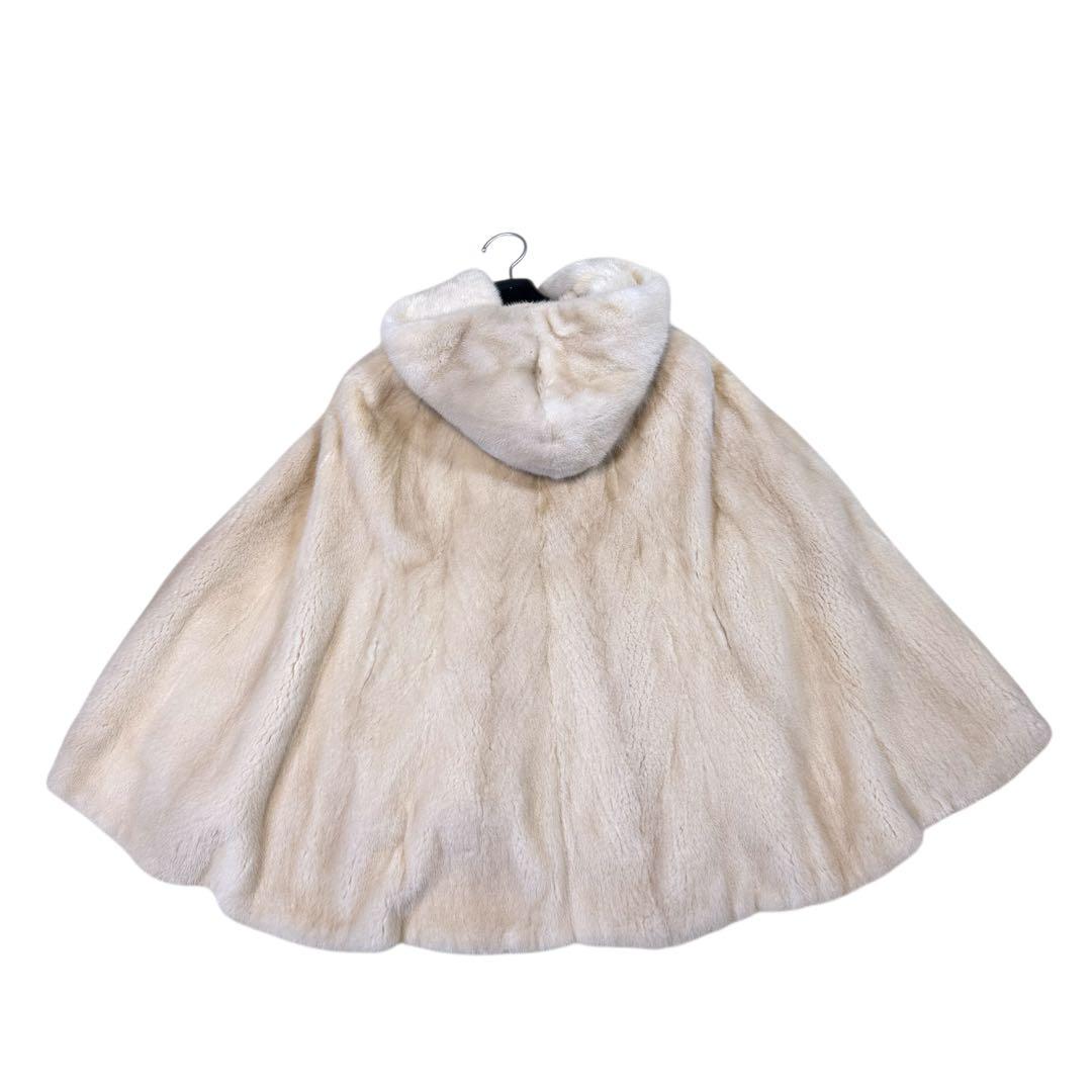 NORTH BEACH コペンハーゲン パールミンク フード付 ポンチョ 本毛皮