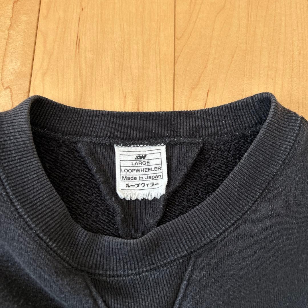 LOOPWHEELER LW01 丸胴吊り編みクルースウェット ブラック