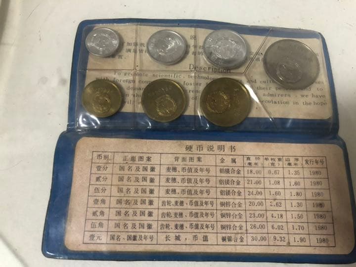 中国　1980年　セット　硬貨