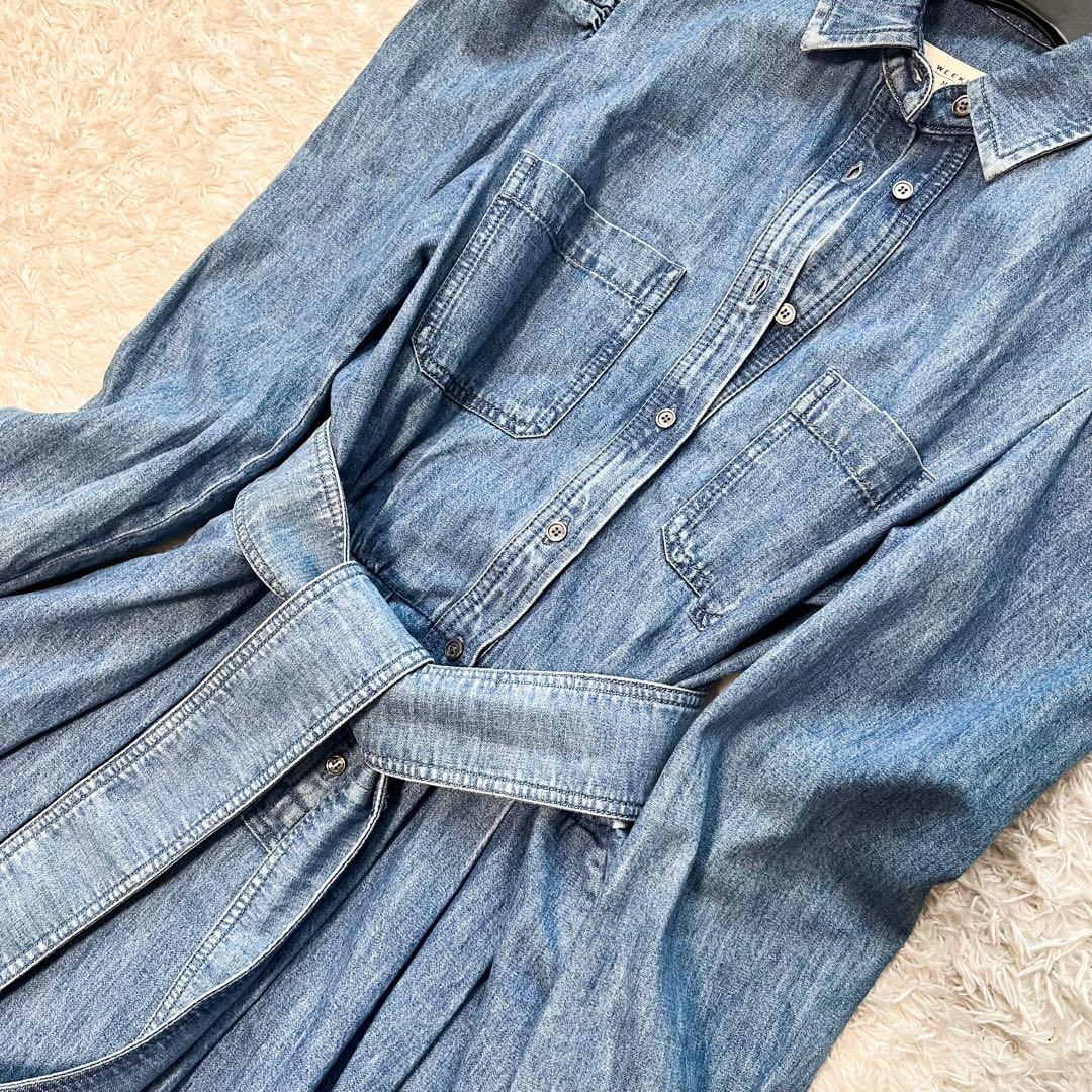 マックスマーラ LUANA デニムシャツワンピース マキシ丈 ベルト付 40