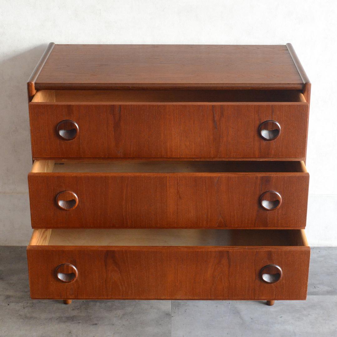 ミルメルシィ　 デンマーク チーク３段チェスト 北欧家具 北欧デザイン