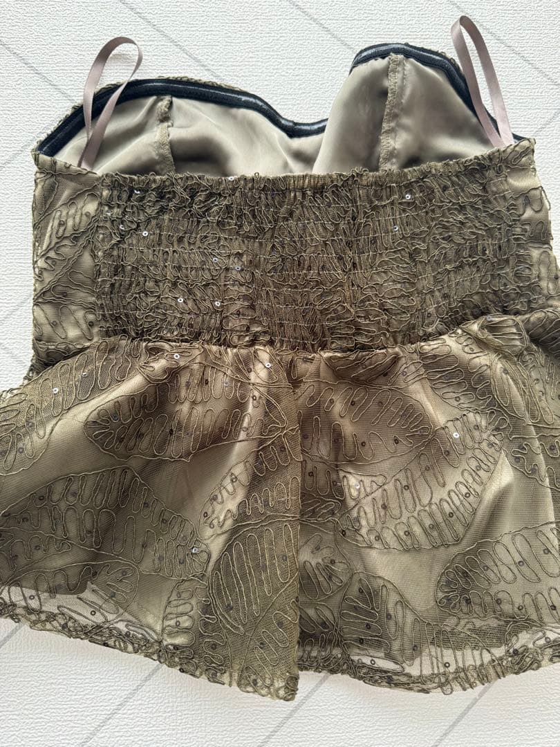 leja オケージョンドレス　グリーン　レース　S セットアップ　ビスチェ　緑