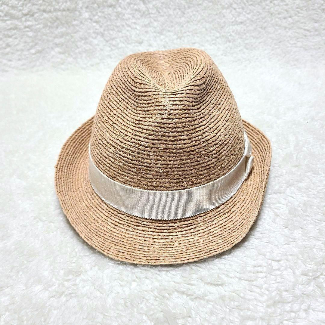 【人気】　ヘレンカミンスキー　ハット　中折れ帽　ラフィア　麦わら帽子　リーフ金具