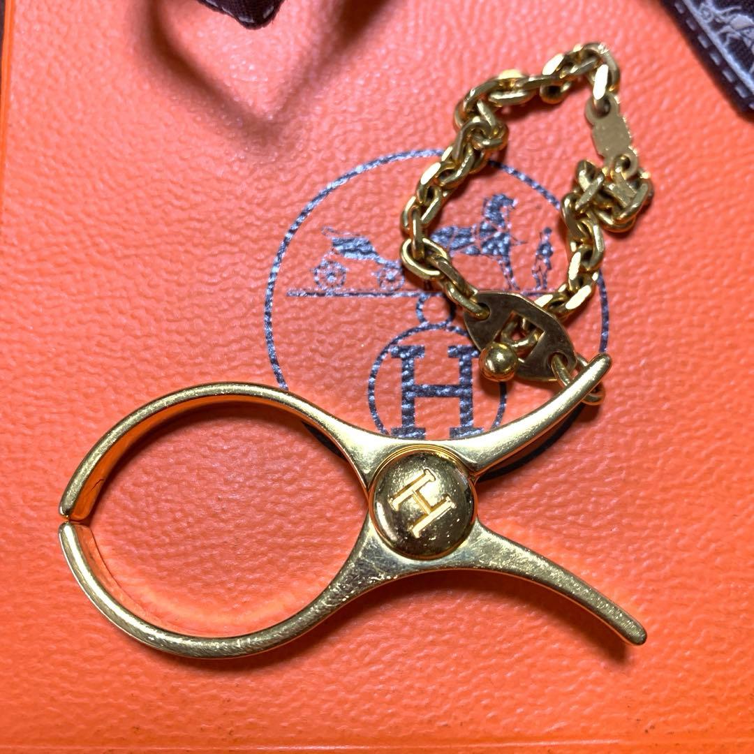HERMES ゴールドグローブホルダー ハサミ型キーホルダー
