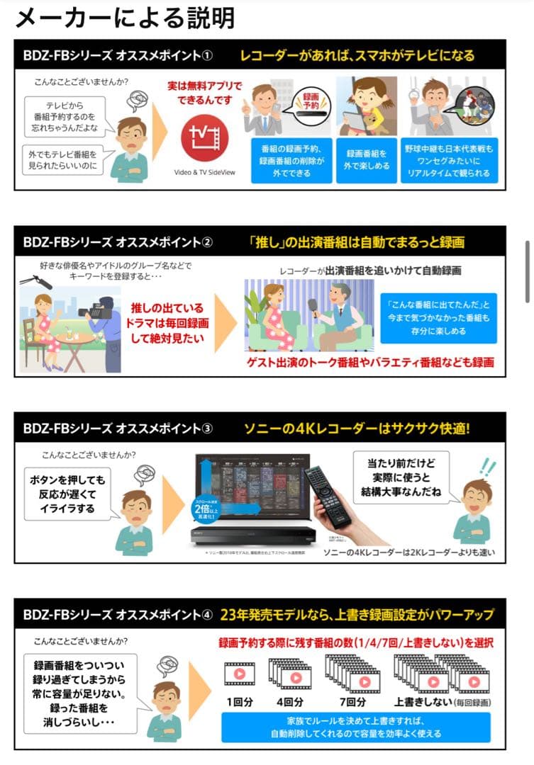 今だけ！SONY ブルーレイレコーダー BDZ-FBW2200 2023年式