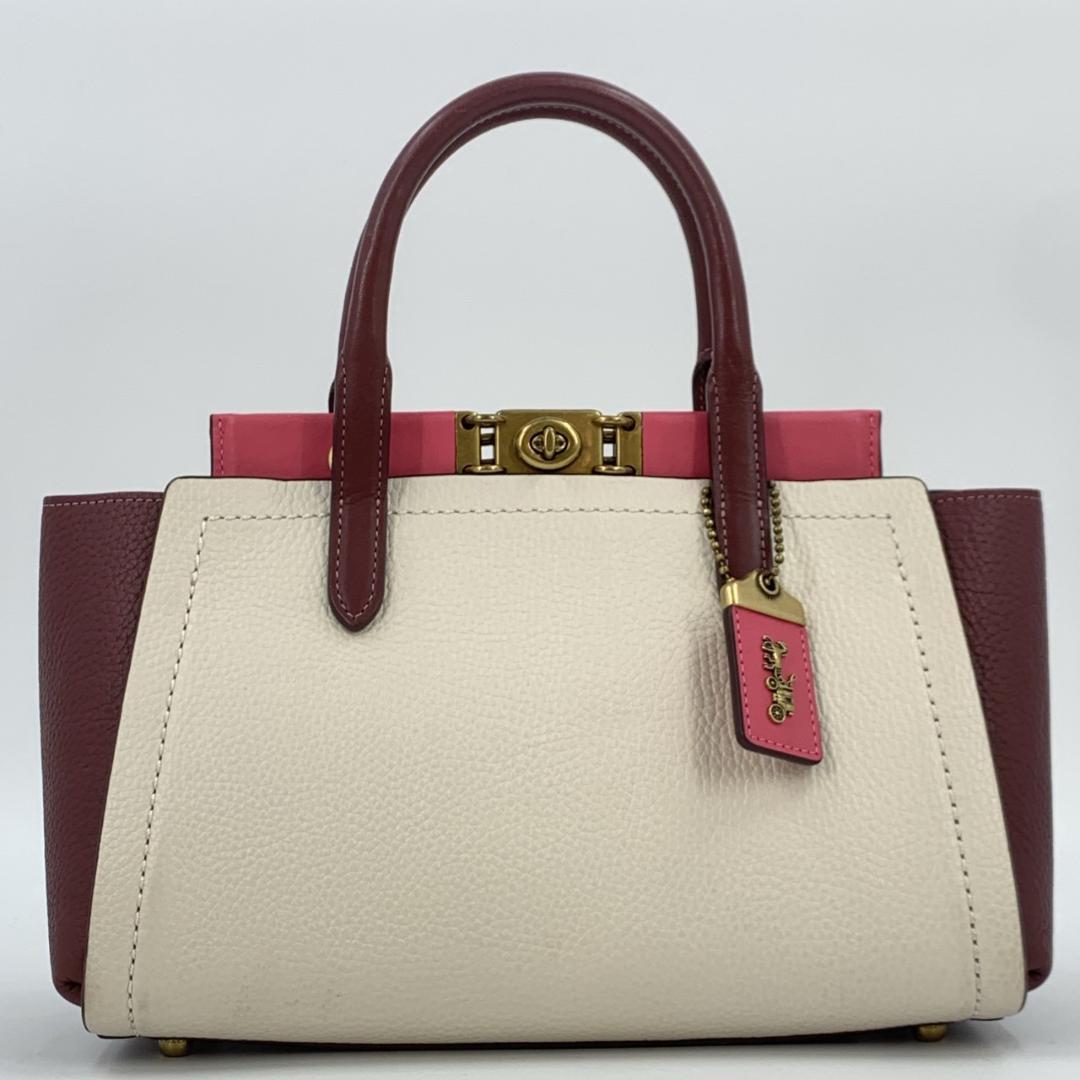 コーチ トループ キャリーオール 2way ハンドバッグ 本革 バイカラー
