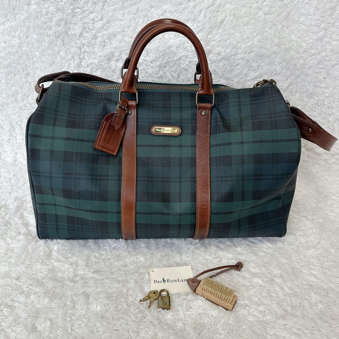 【良品】POLO Ralph Lauren ボストンバッグ 2WAY チェック柄