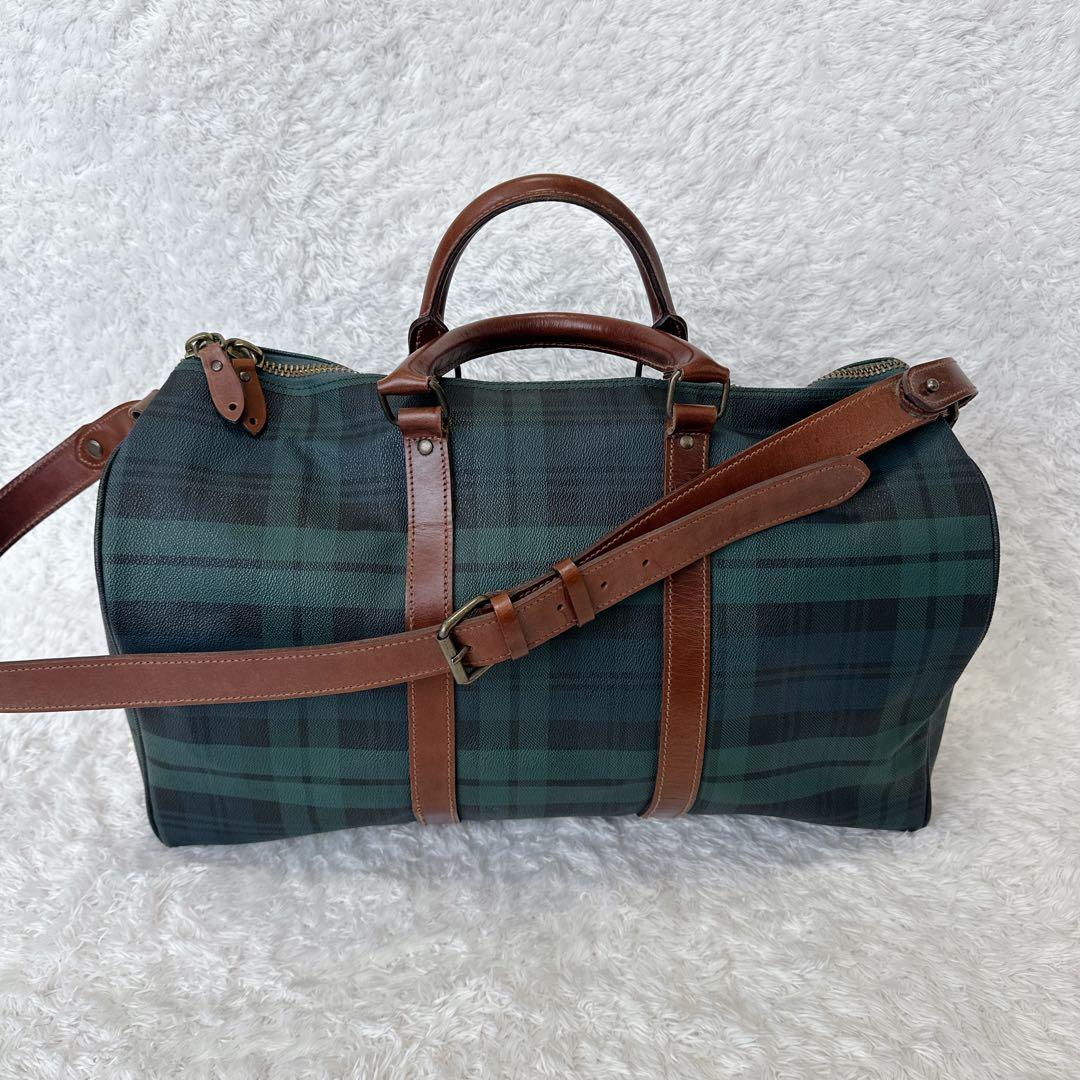 【良品】POLO Ralph Lauren ボストンバッグ 2WAY チェック柄