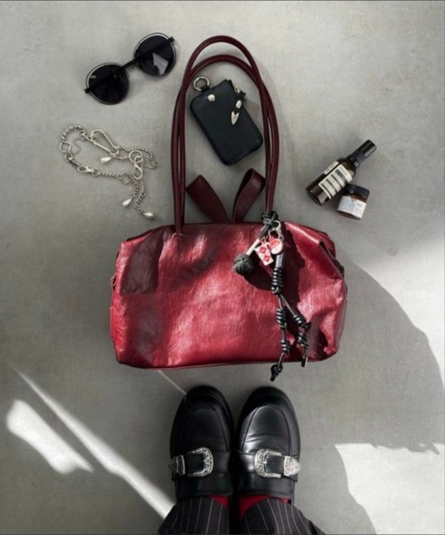 イアパピヨネ　ロングハンドルボストンバッグ