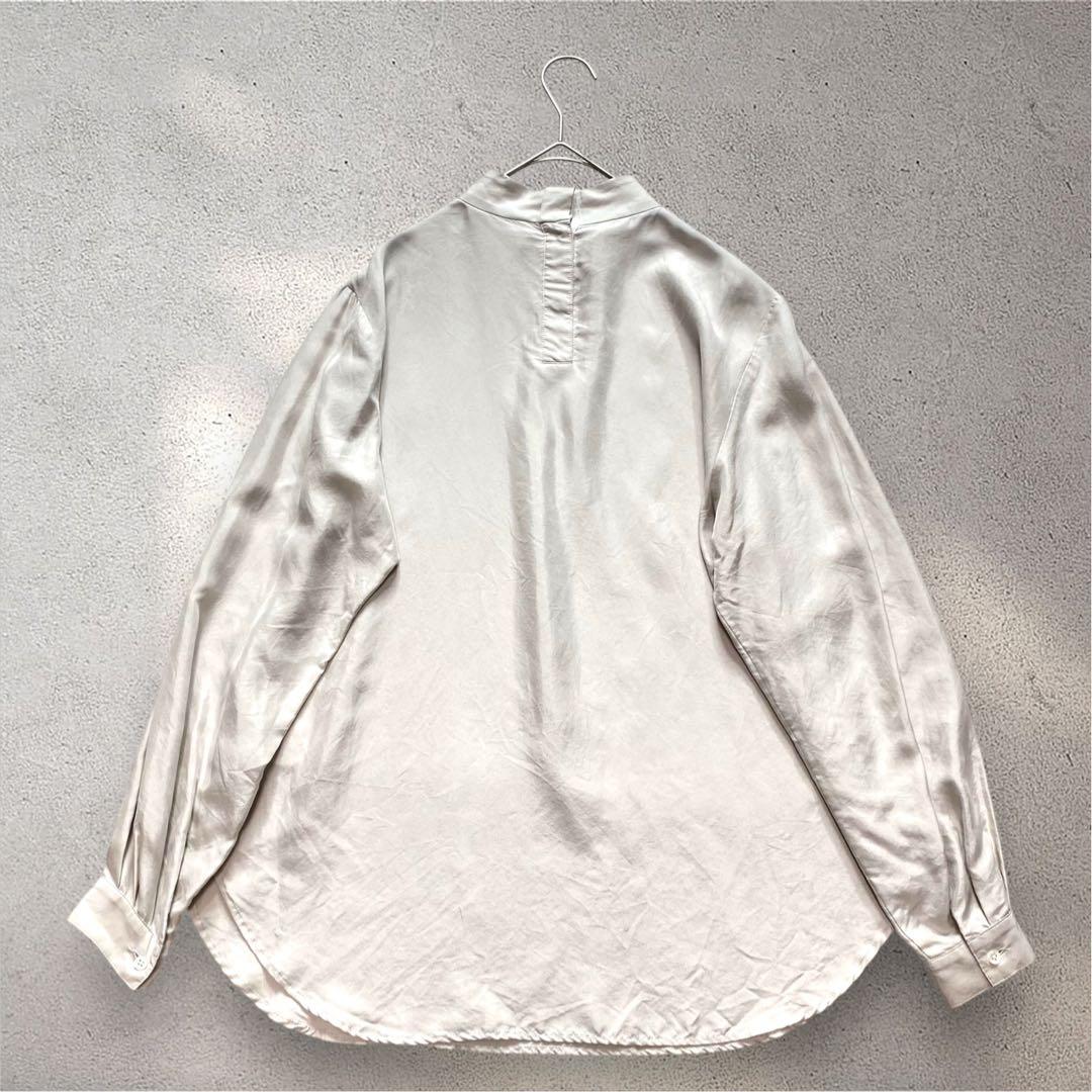 美品✨SOEJU シルク100% ボウタイブラウス　ライトグレー　洗える