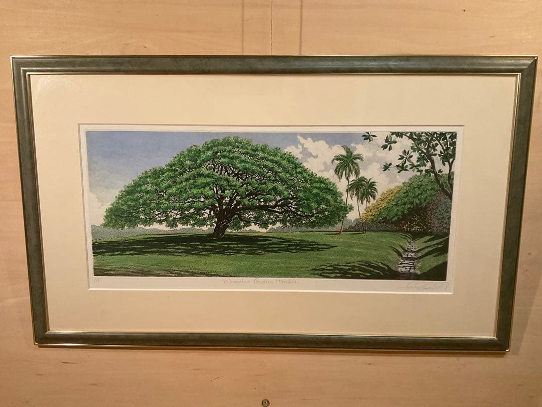 キャロルコレット「MOANALUA GARDEN 」銅版画＋手彩色　直筆サイン有