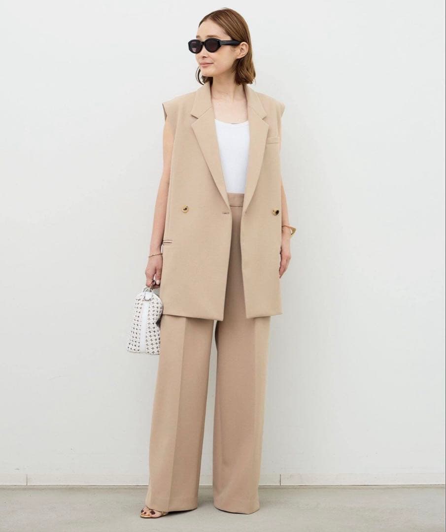 Deuxieme Classe Wクロスロングベスト　ベージュ