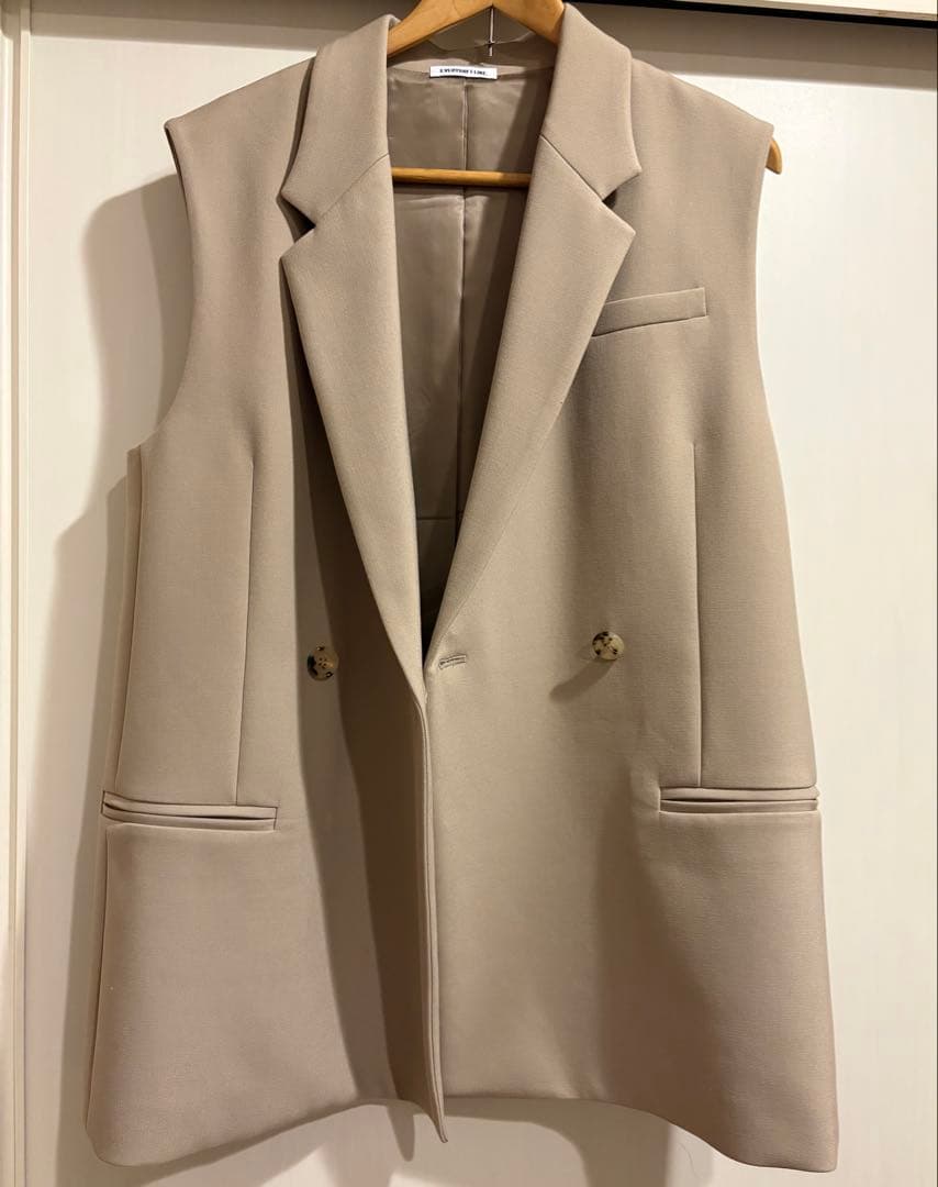 Deuxieme Classe Wクロスロングベスト　ベージュ