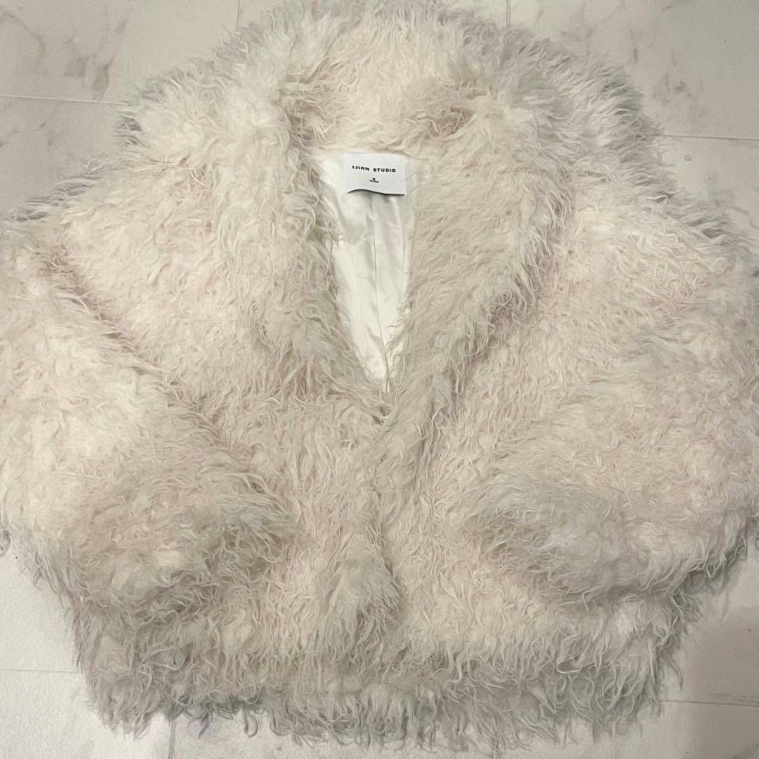 海外　インポート　アウター　ファーコート　ホワイト