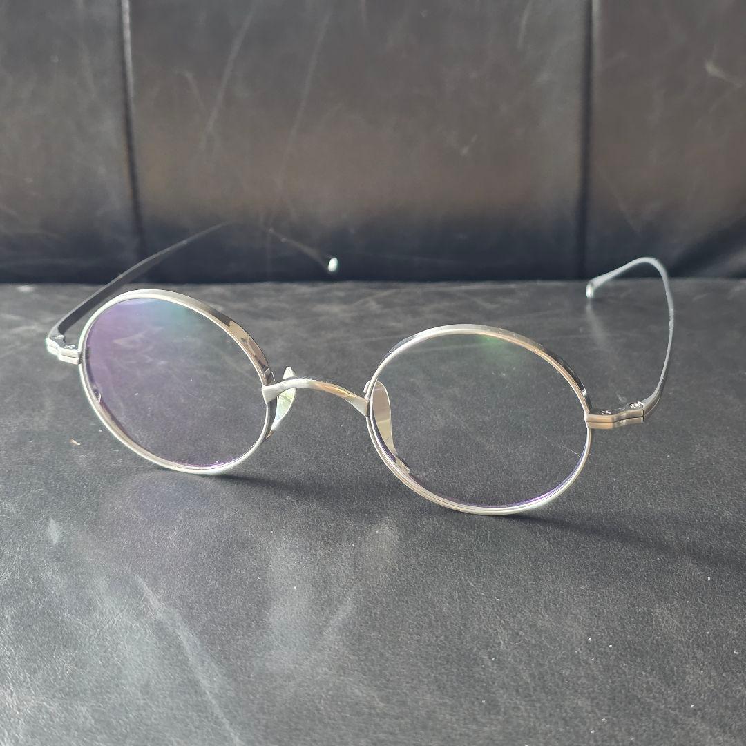 チタンフレーム 伊達メガネ クリップオンサングラス シルバー オーバル型