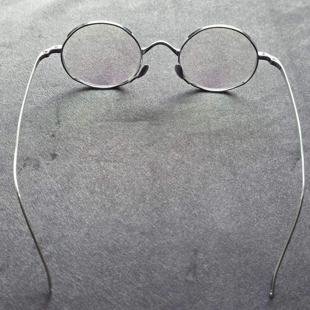 チタンフレーム 伊達メガネ クリップオンサングラス シルバー オーバル型
