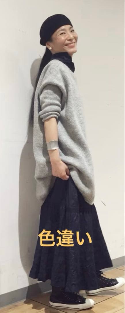 45r上質シェットランドウール二重織りチュニック ゆったり49500円新品同様