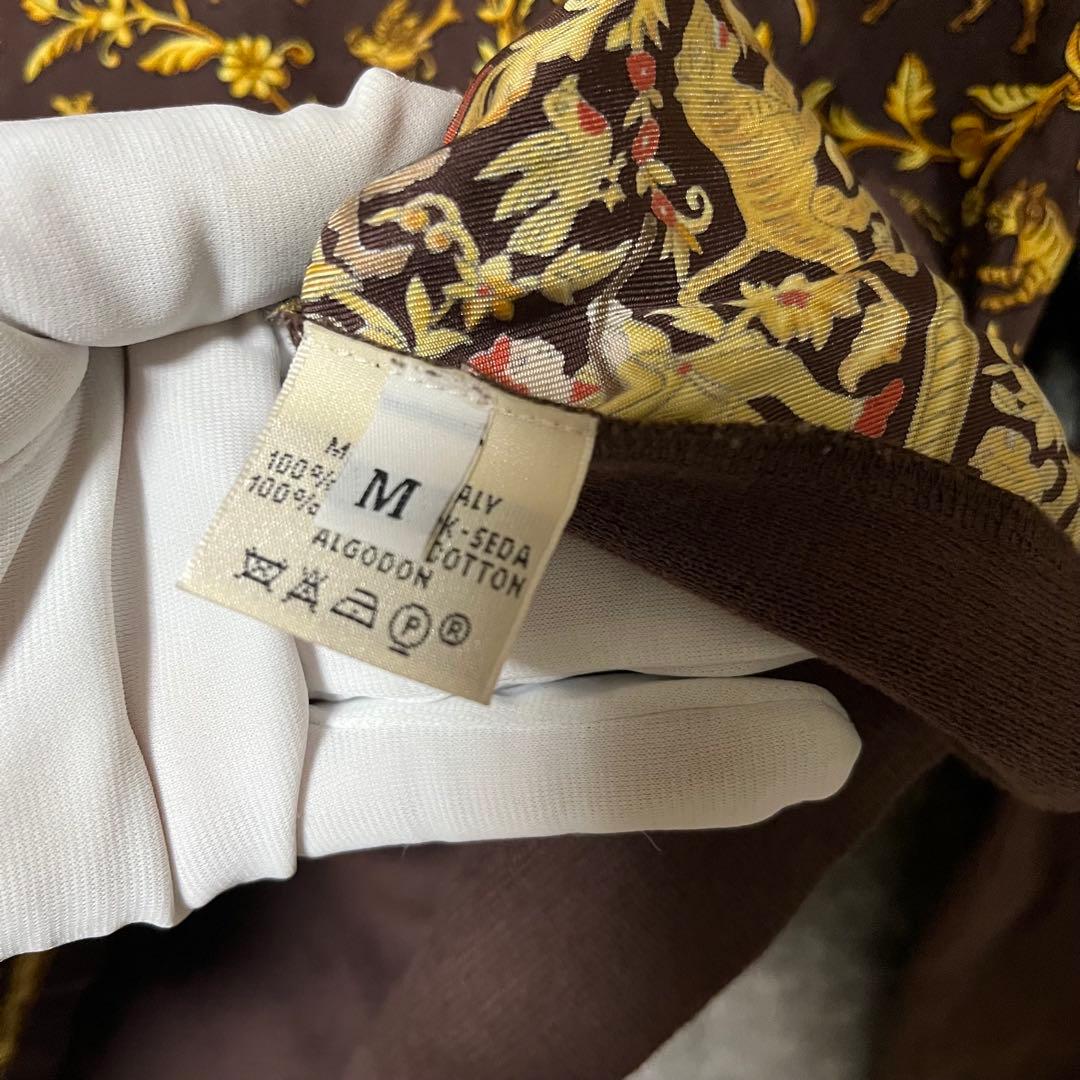 美品 HERMES シルク100 マルジェラ期 スカーフ柄 異素材 シャツ