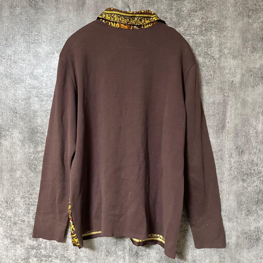 美品 HERMES シルク100 マルジェラ期 スカーフ柄 異素材 シャツ