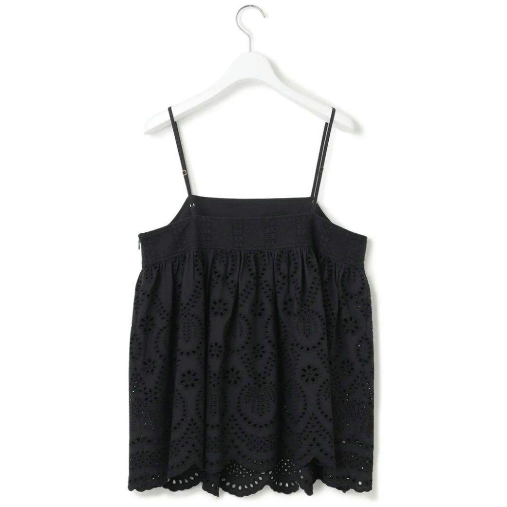 新品 23区【洗える】コットンエンブロイダリー キャミソール 44 ブラック系