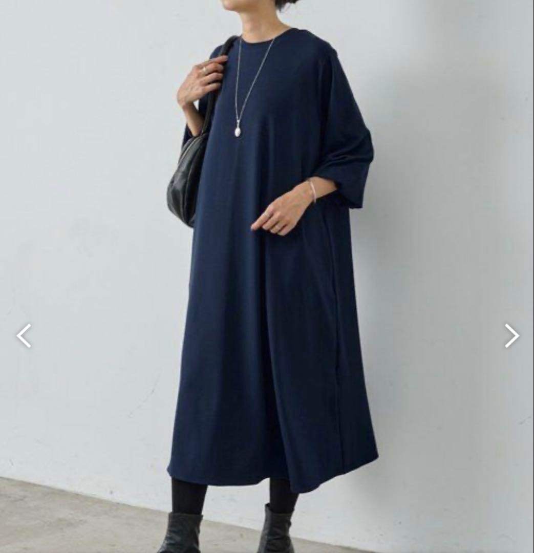 長袖　ビアズリーワンピース　ネイビー　size1
