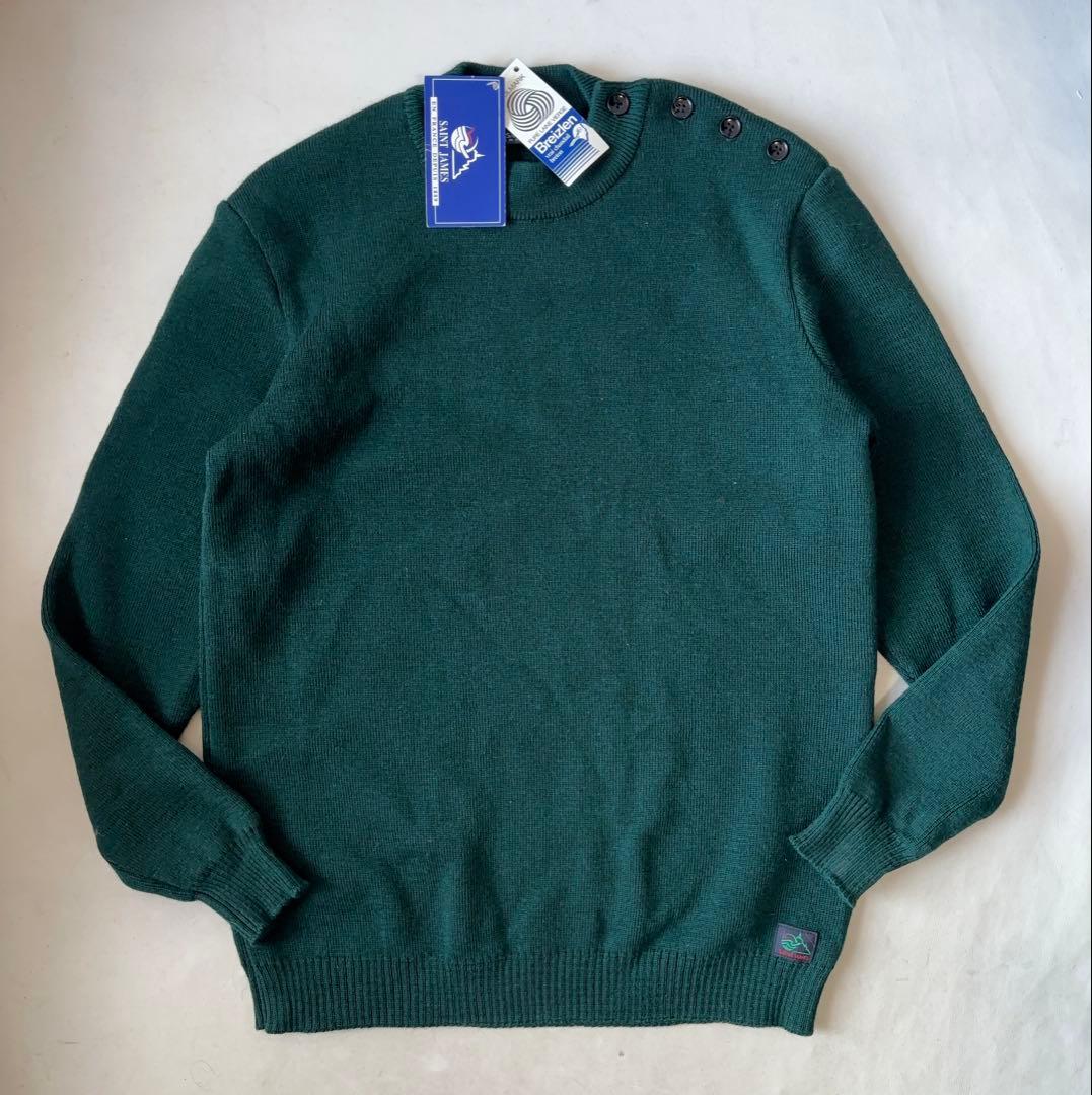 デッドストック 80s～90s SAINT JAMES 肩ボタン ウール ニット