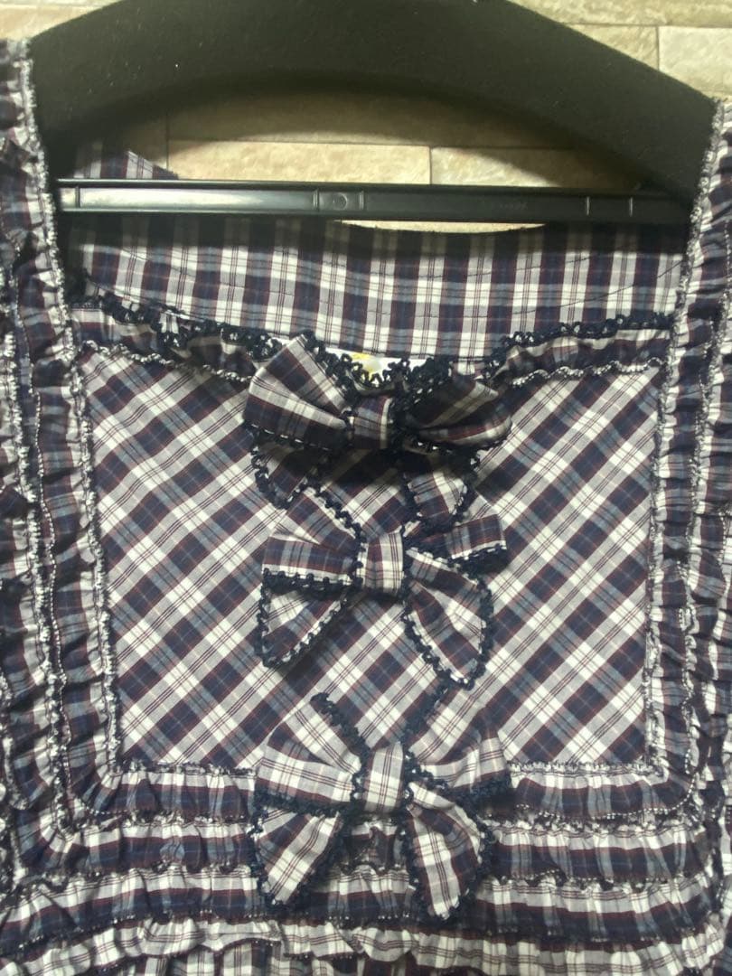 ピンクハウス ネイビーとホワイトのギンガムチェック　チュニック