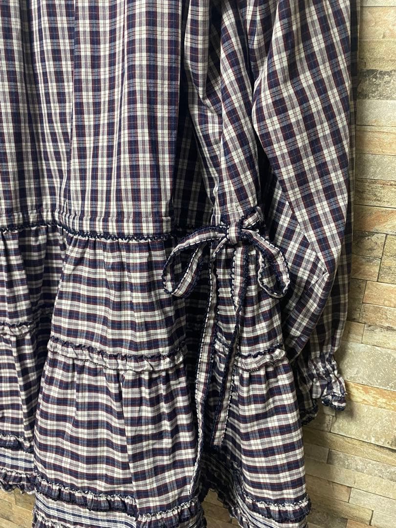 ピンクハウス ネイビーとホワイトのギンガムチェック　チュニック