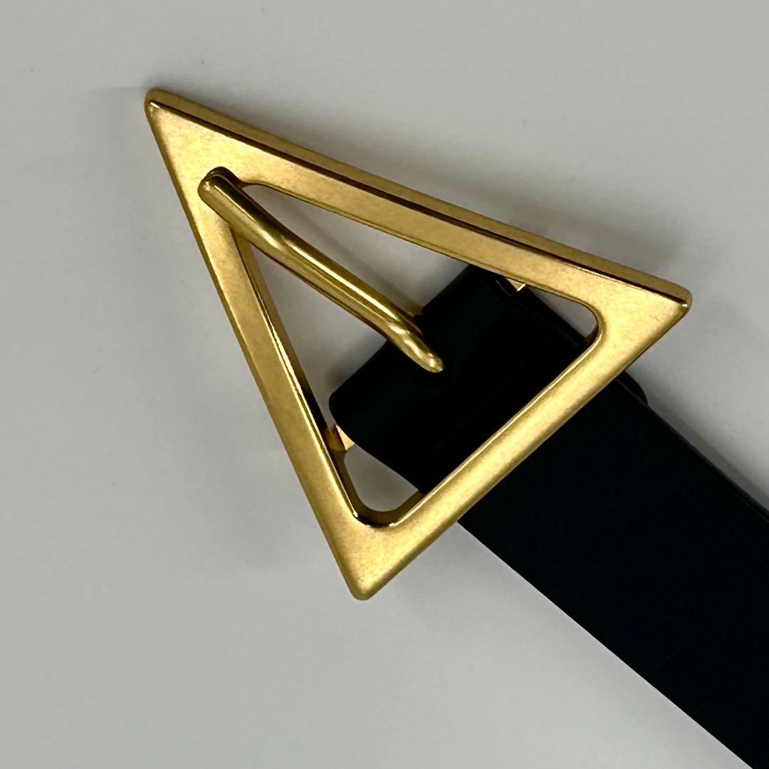 M*o様 未使用級✨ボッテガヴェネタ ベルト トライアングル ゴールド ブラック