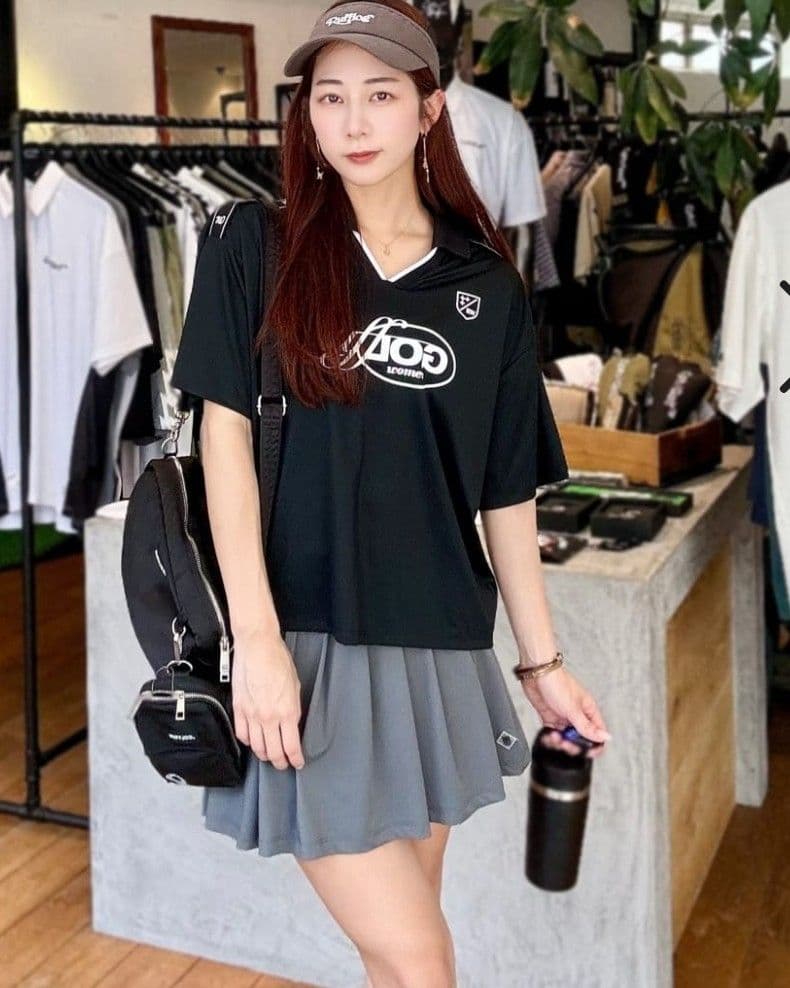 S ラフロッグ RUFFLOG ゴルフ レディース 半袖 シャツ ブラック