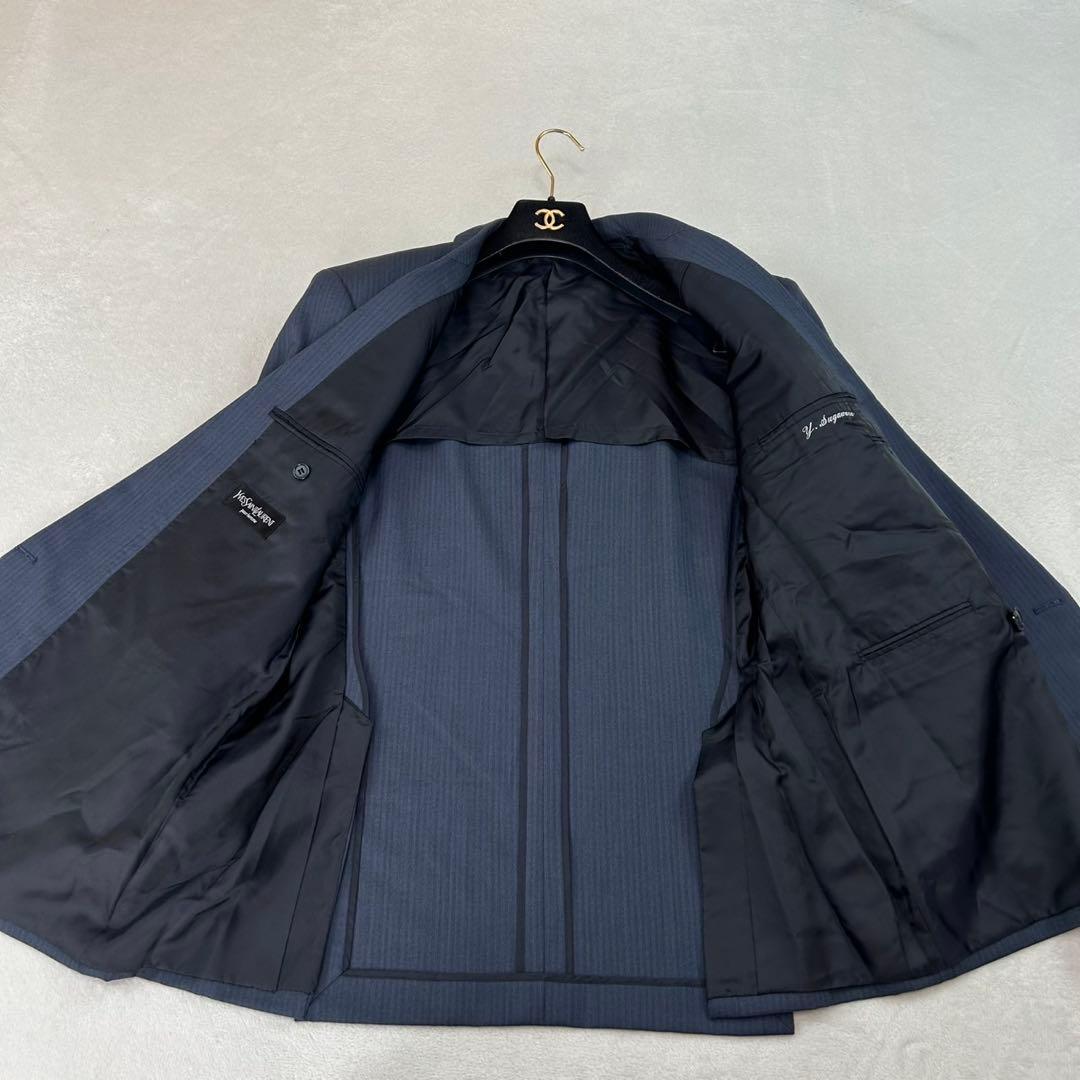 K629 美品 M イヴサンローラン スーツ上下 ネイビー ブルー メンズ