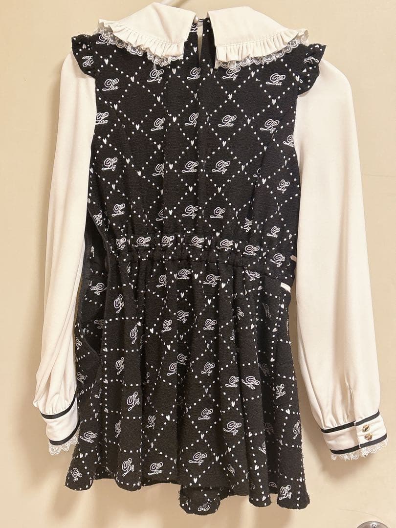 LIZLISA モノグラムリボンツイード セットアップブラック