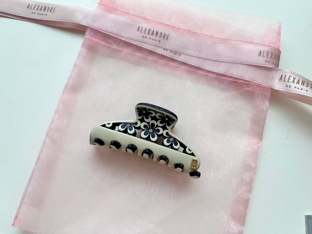 アレクサンドルドゥパリ　ヘアクリップ ベージュ/ブラック 約6cm